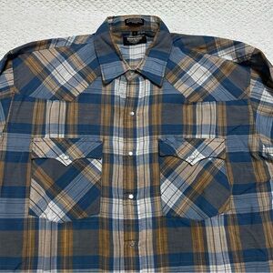 Vintage Authentic Western Youngbloods Pearl Snap Shirt Plaid Lightweight L
